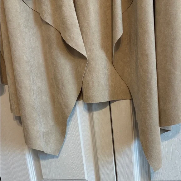 Soft Surroundings Beige Faux Suede Cardigan with Waterfall Front - Picture 4 of 11
